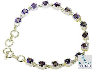 Riyo Amethyst Brushed Jewellery Heavy Silver Charm Bracelet L 7.5in Sbraame-2018
