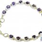 Riyo Amethyst Brushed Jewellery Heavy Silver Charm Bracelet L 7.5in Sbraame-2018