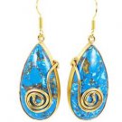 Riyogems Turquoise Gold Plated Fashion Dangle Earring L 2.5in Gpetur-82023