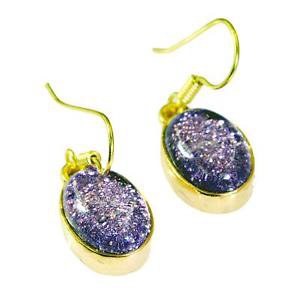 Riyogems Dichroic Glass Gold Plated Fashion Ear Thread L 1.2in Gpedgl-22004