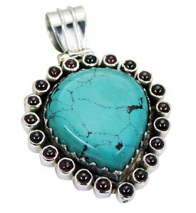 Riyo Turquoise Silver Gem Jewellery Cluster Pendants L 2in Sptur-82001