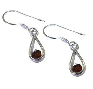 Riyo Red Garnet 925 Solid Sterling Silver Suspended Earring L 1in Segar-26121