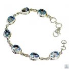 Riyo Blue Topaz Fake Jewelry Antique Silver Cuff Bracelet L 7.5in Sbrabtz-10026