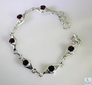 Riyo Garnet Brushed Jewelry Silver Bracelet Bangle L 7.5in Sbragar-26016