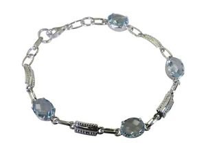 Riyo Blue 925 sterling silver Blue Topaz Bracelet angelic handmade jewelry bouti