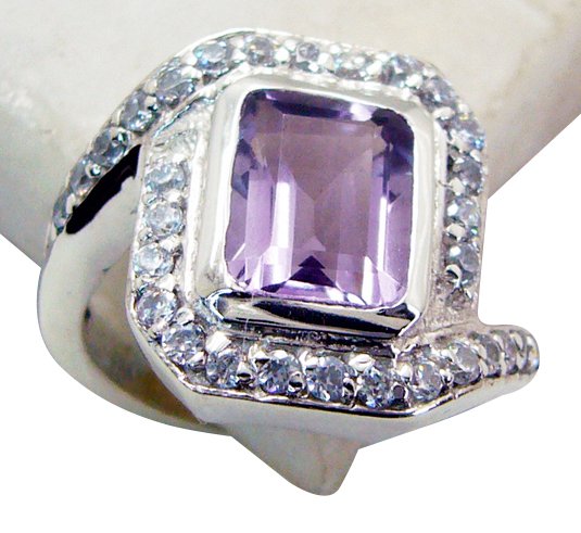 Riyo Amethyst Womens Silver Jewelry Gemstone Jewellery Sz 7 Srame7-2095