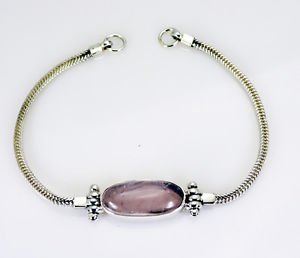 Riyo Pink Rose Quartz 925 Solid Sterling Silver Expensive Looking Bracelet Sbrar