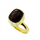 Smoky Quartz Jewelry Gold Plated Finger Armor Ring