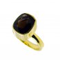 Smoky Quartz Jewelry Gold Plated Finger Armor Ring