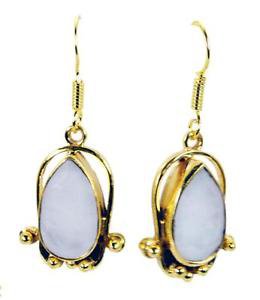 Riyogems White Agate Wholesale Gold Plate Chandelier Earrings L 1.5in Gpeage-000