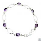 Riyo Amethyst Artisan Jewelry Chunky Silver Chain Bracelet L 7.5in Sbraame-2004