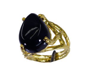 Riyo Black Onyx 18kt Y Gold Plating Cocktail Ring Sz 6.5 Gprbon6.5-6064