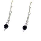 Riyo Black Onyx Silver 925 Jewellery Dangle Earring L 1.5in Sebon-6024