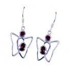 Riyo Red Garnet 925 Solid Sterling Silver Vintage Earring L 2in Segar-26136
