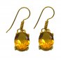 Riyogems Golden Citrine Cz Copper 18kt Gold Plated Womens Earring L 1in Gpecicz-