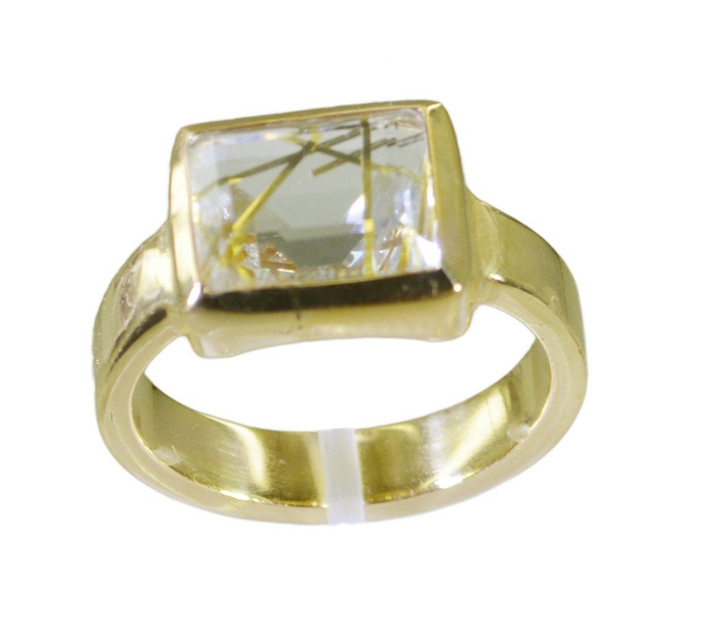 Riyo Multi Gold Plated Rutile Quartz CZ Ring symmetrical jewelry accessories sto