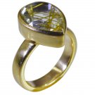 Riyo Multi Gold Plated Rutile Quartz CZ Ring glorious handmade jewelry gallery G