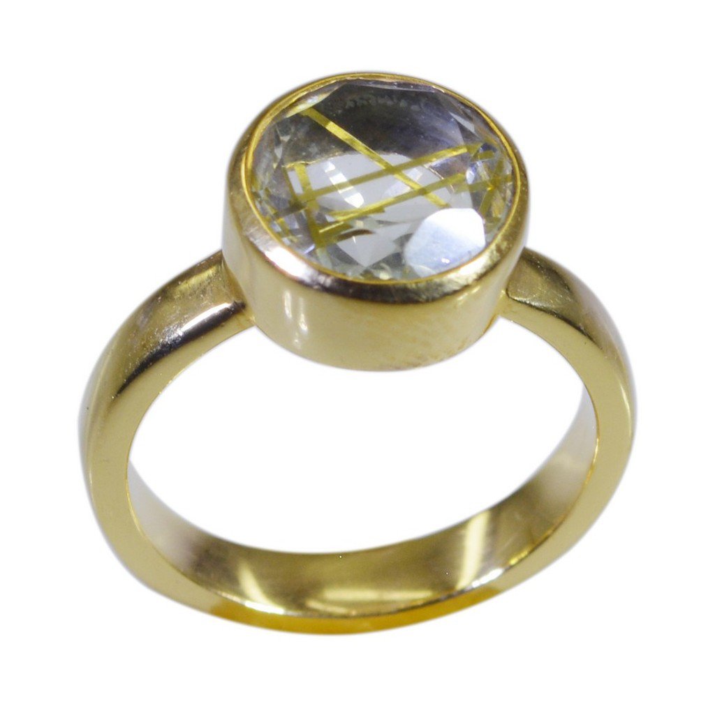 Riyo Multi Gold Plated Rutile Quartz CZ Ring scenicbonny handmade jewelry design