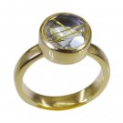 Riyo Multi Gold Plated Rutile Quartz CZ Ring scenicbonny handmade jewelry design