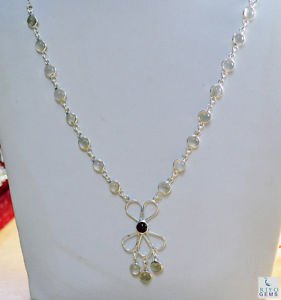 Riyo  Gemstone Gem Jewellery Thin Silver Necklace L 16in Snmul-52020