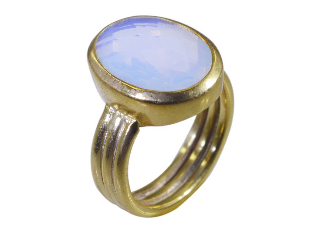 Riyo Purple Gold Plated Fire Opal CZ Ring nubile handmade fashion jewellery GPRF