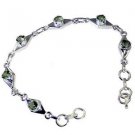 Riyo Peridot Elegant Jewelry Silver Wave Bracelet L 7.5in Sbraper-58005
