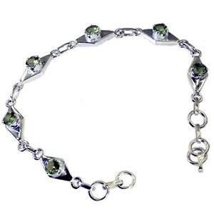 Riyo Peridot Elegant Jewelry Silver Wave Bracelet L 7.5in Sbraper-58005