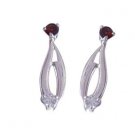 Riyo Red Garnet 925 Solid Sterling Silver Streamlined Earring L 1in Segar-26110