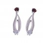 Riyo Red Garnet 925 Solid Sterling Silver Streamlined Earring L 1in Segar-26110
