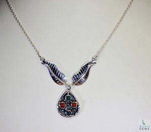 Riyo  Gemstone Forest Jewelry Statement Silver Necklace L 16in Snmul-52016