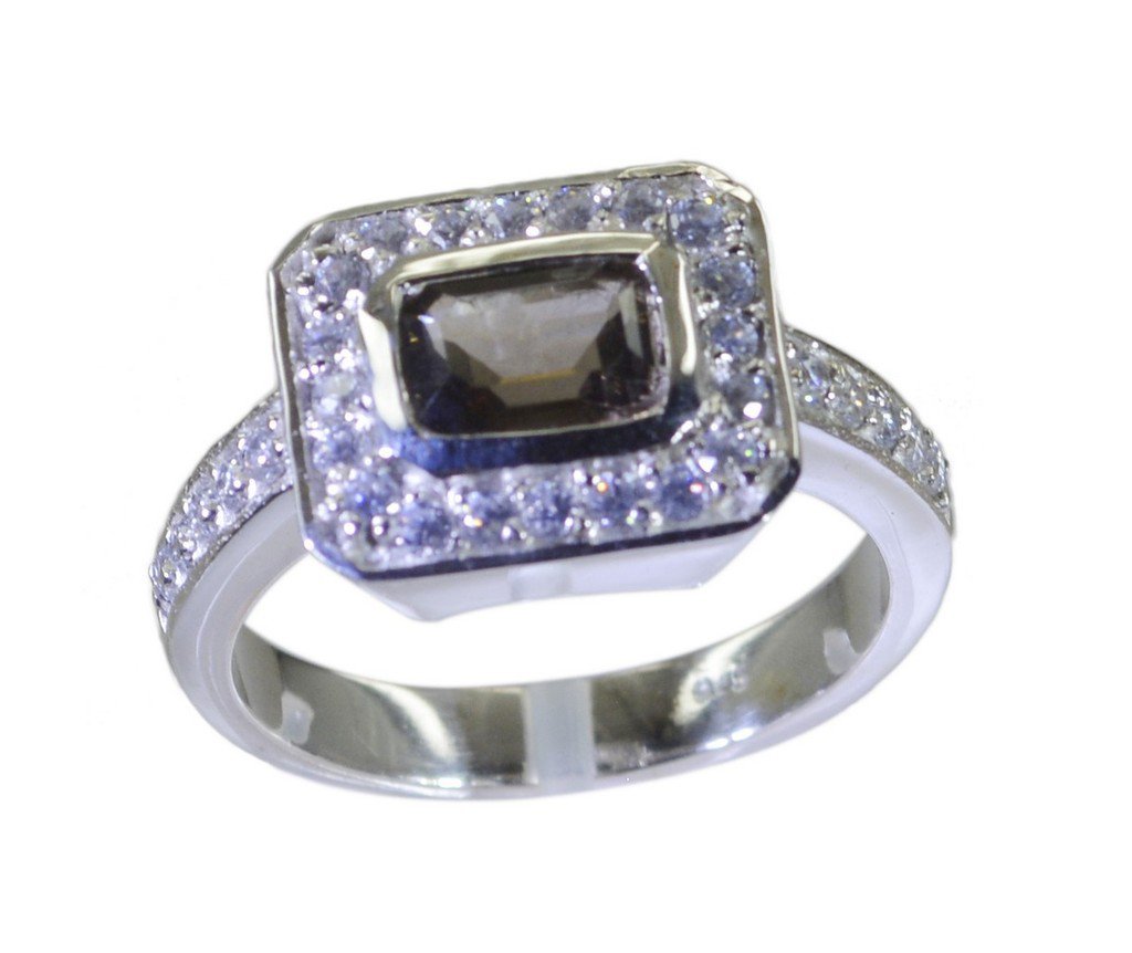 Riyo Brown 925 sterling silver Smoky Quartz Ring graceful handmade costume jewel