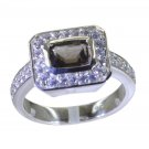 Riyo Brown 925 sterling silver Smoky Quartz Ring graceful handmade costume jewel