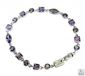 Riyo Amethyst Cheap 925 Jewelry Silver Band Bracelet L 7.5in Sbraame-2029