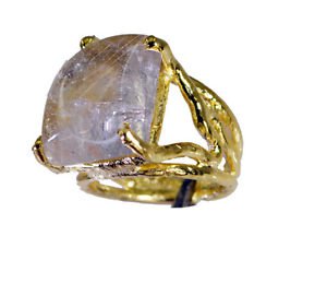 Riyo Rutilated Quartz Gold Polish Eternity Ring Sz 5 Gprruq5-70012