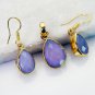Riyo Purpel Chalcedony 18 Kt Gold Plated Pendant Earring Set L 1.2in Gpspch-6200