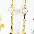Riyogems Pearl Black Onyx Gold Plated Wholesale Spring Hoop Earrings L 1.5in Gpe