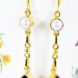 Riyogems Pearl Black Onyx Gold Plated Wholesale Spring Hoop Earrings L 1.5in Gpe