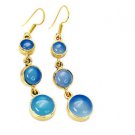 Riyogems Aqua Chalcedony Jewelry Gold Plated Dangle Earrings L 2.5in Gpeach-4008