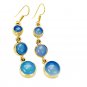 Riyogems Aqua Chalcedony Jewelry Gold Plated Dangle Earrings L 2.5in Gpeach-4008