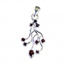 Riyo Garnet Hand Stamped Silver Twist Pendants L 1.5in Spgar-26053