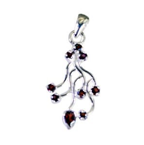 Riyo Garnet Hand Stamped Silver Twist Pendants L 1.5in Spgar-26053