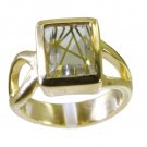 Riyo Multi Gold Plated Rutile Quartz CZ Ring tempting jewelry handmade designs G