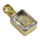 Riyo Multi Gold Plated Rutile Quartz CZ Pendant nubile vintage handmade jeweller