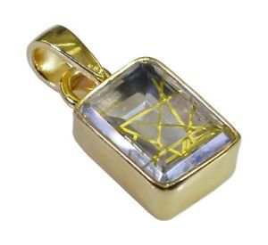Riyo Multi Gold Plated Rutile Quartz CZ Pendant nubile vintage handmade jeweller
