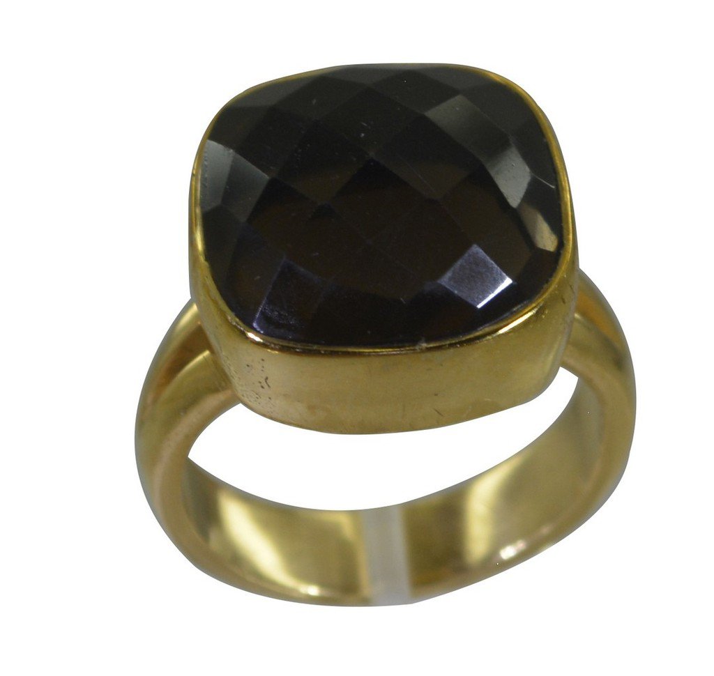 Riyo Brown gold Plated Smoky Quartz  Ring drop-dead jewelry store online GPRSQU6