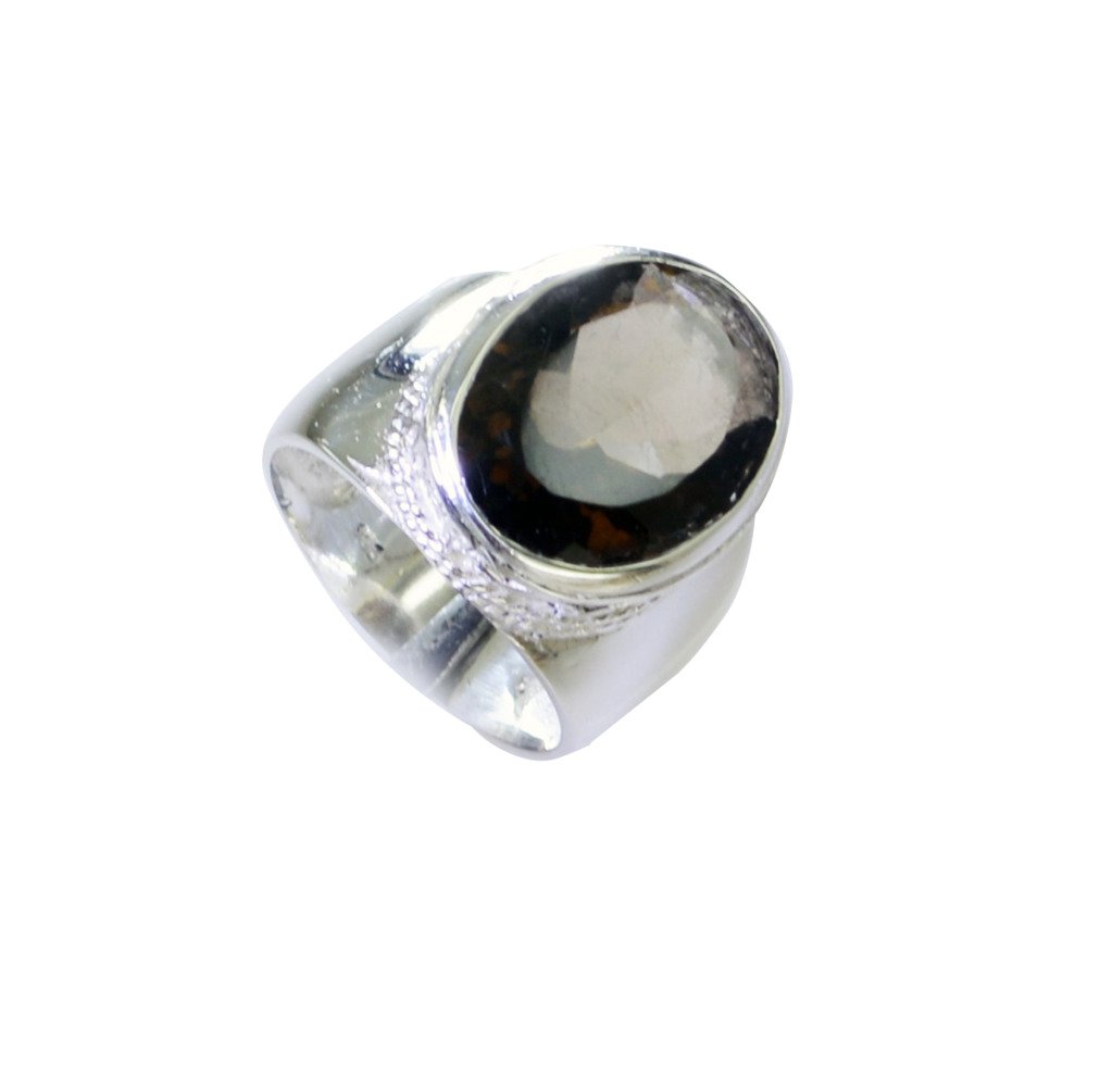 Riyo Smoky Quartz Stamped Silver Jewelry Large Silver Ring Sz 6 Srsqu6-76038