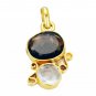 Riyogems Smoky Quartz Crystal 18-Kt Y Gold Fashion Donald Duck Pendants L 1.2in