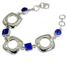 Riyo Lapis Lazuli Dark Jewelry Wide Silver Cuff Bracelet L 7.5in Sbralla-44004