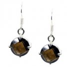 Riyo Smoky Quartz Plain Silver Jewellery Ear Hook Earrings L 1in Sesqu-76010