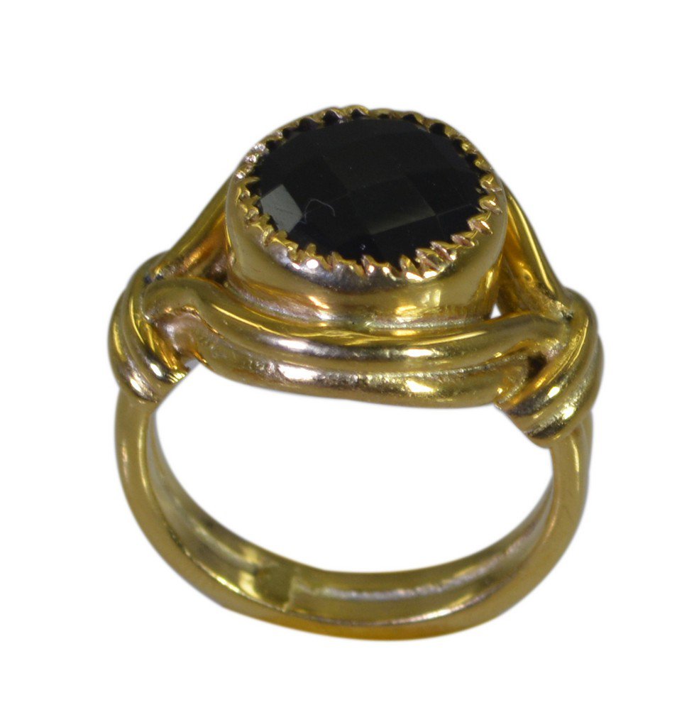 Riyo Black Gold Plated Black Oynx Ring angelic cute handmade jewelry GPRBON70-60